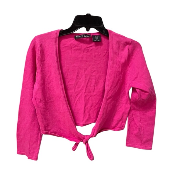 NicKnits By Nicole Miller Pink Silk Blend Vintage Midriff Shrug Top Medium - Picture 1 of 9